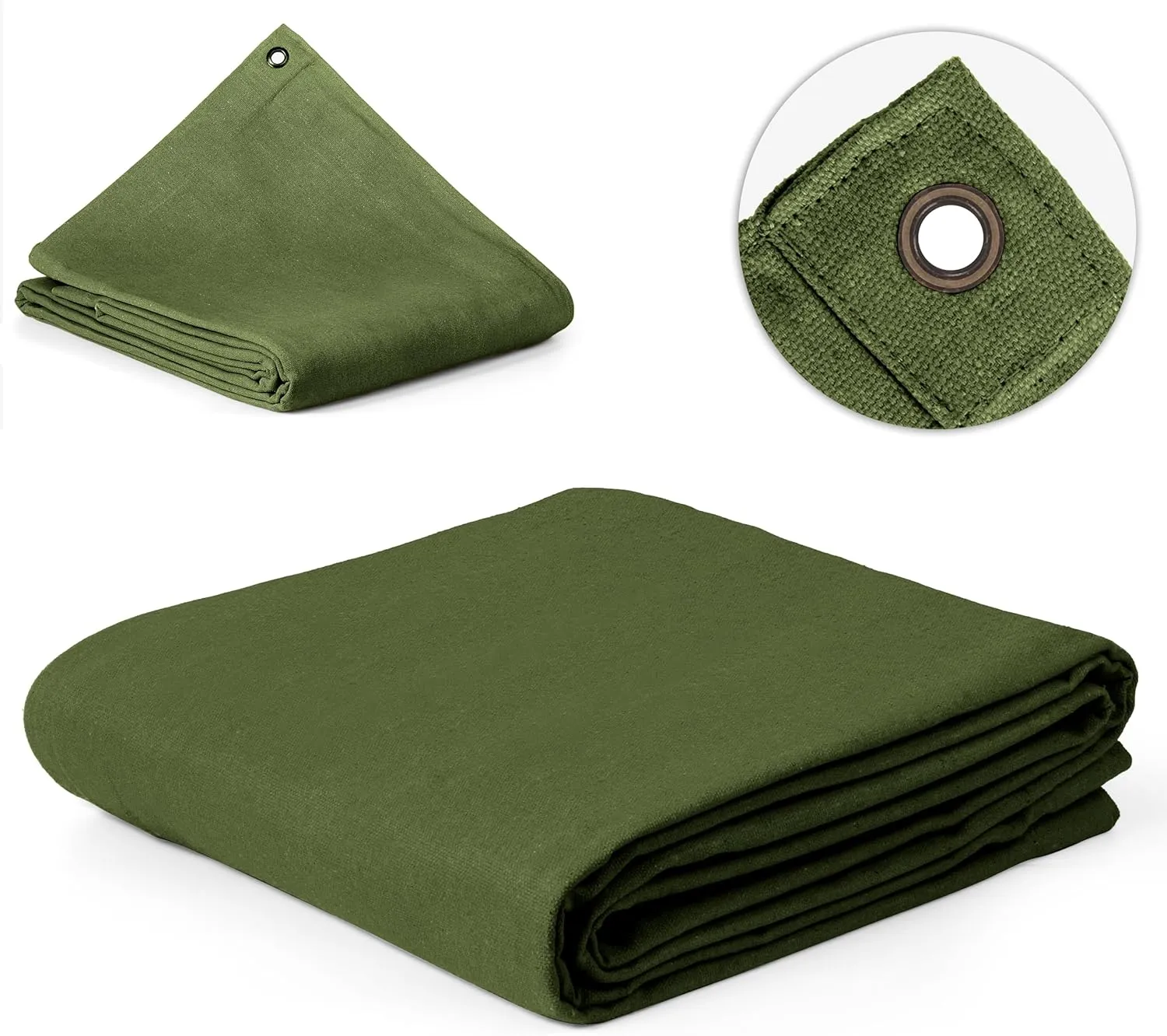 Zuperia Heavy Duty Canvas Tarp (7' x 9' ft - Pack of 1) with Rustproof Grommets, UV Resistant & Tear Resistant Multipurpose Tarpaulin Cover for Outdoor, Industrial & Commercial Use (Olive Green)